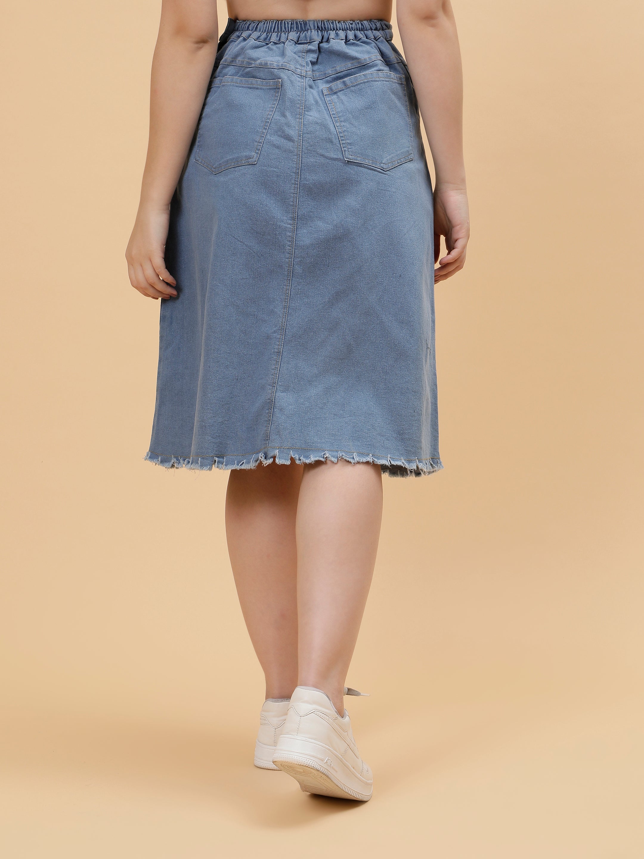 Denim Light Blue Skirt For Women