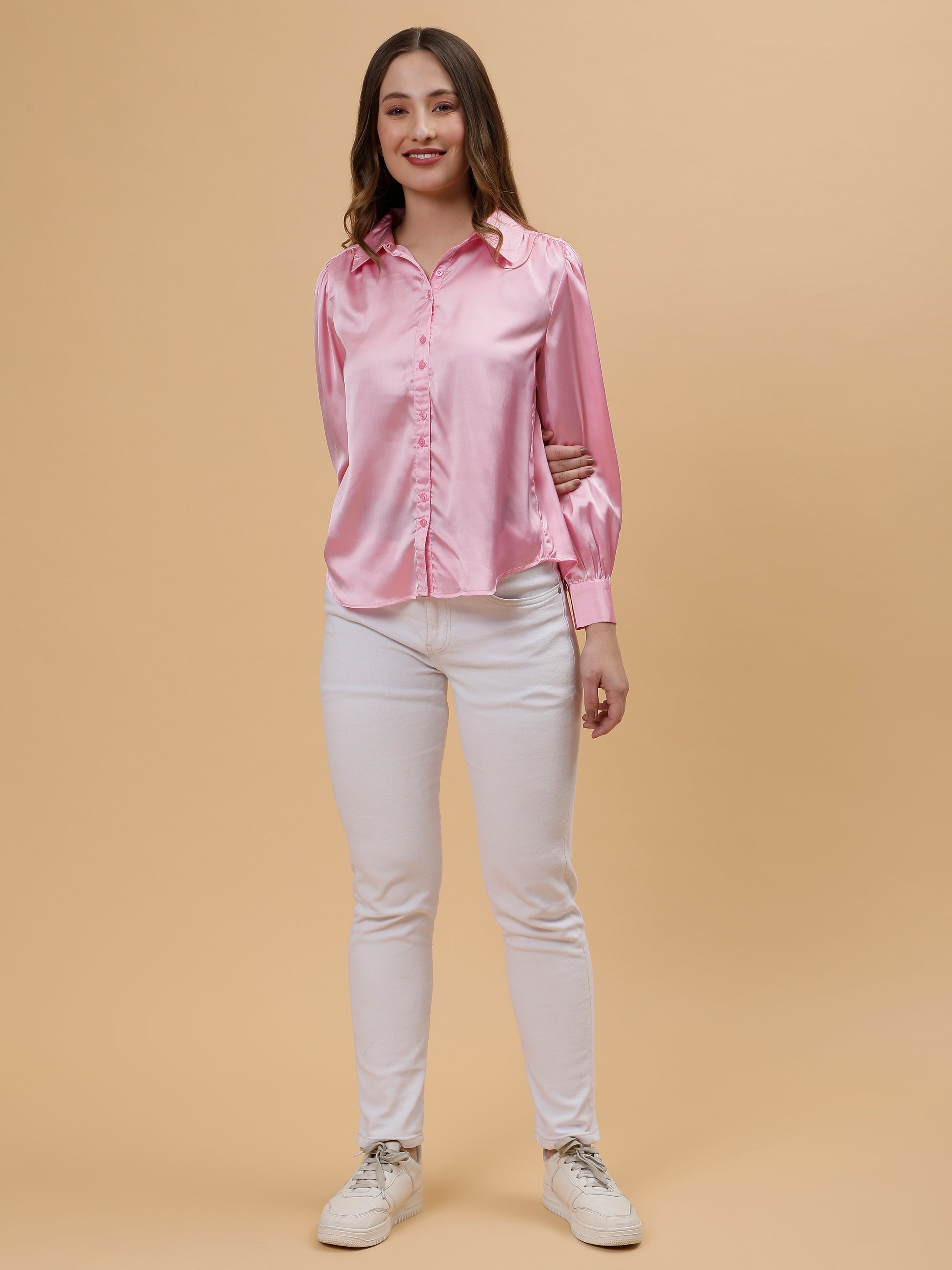 Pink Satin Party Wear Shirt