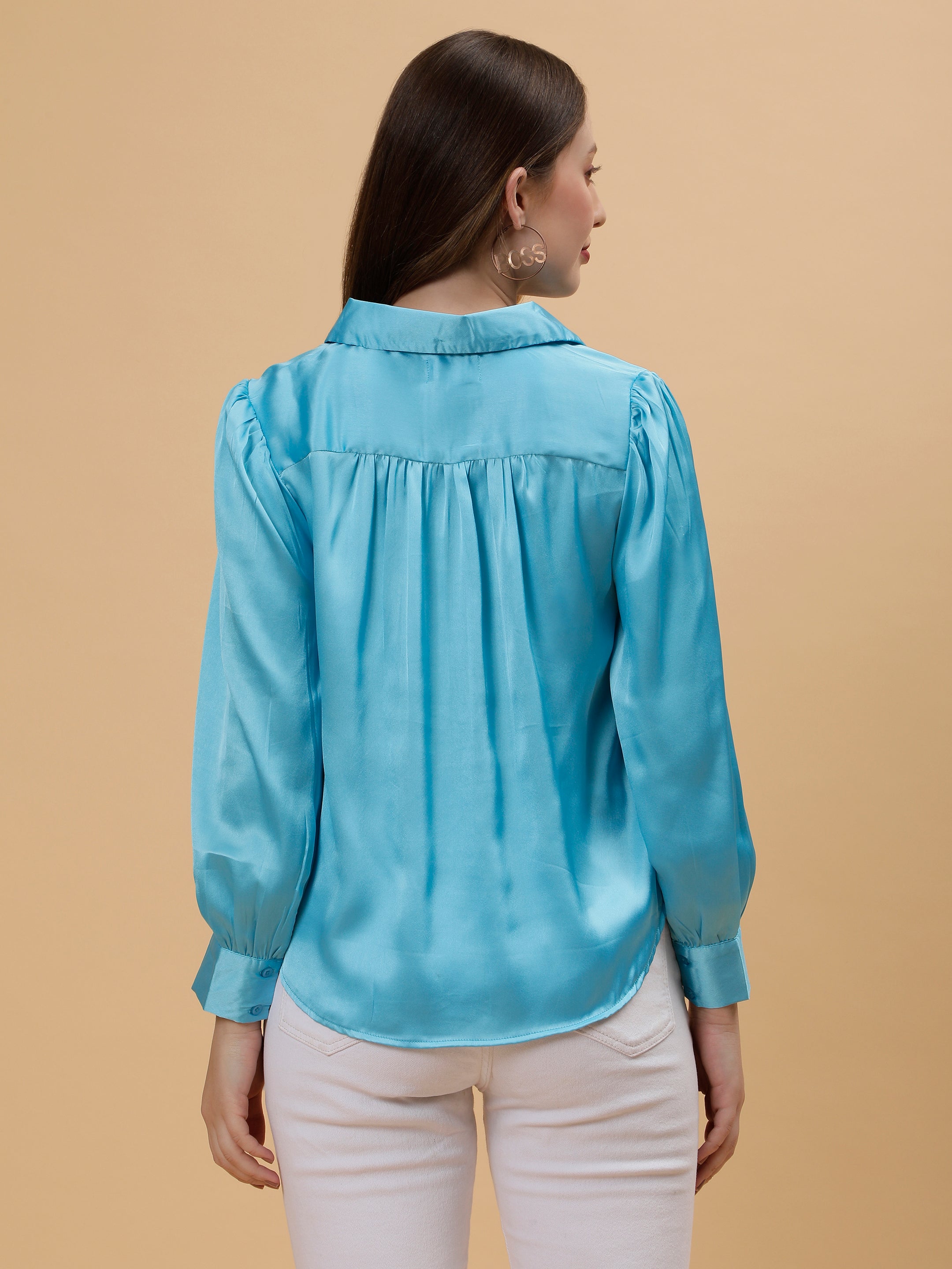 Blue Satin Party Wear Shirt