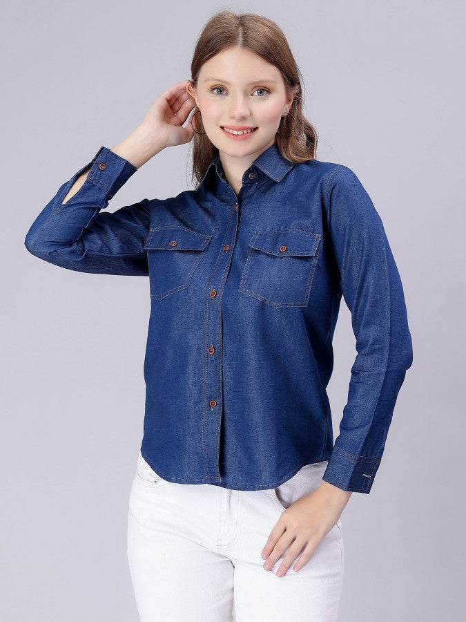 Denim Dark Blue Collar Shirt