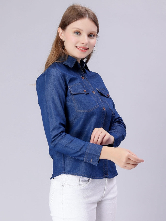 Denim Dark Blue Collar Shirt