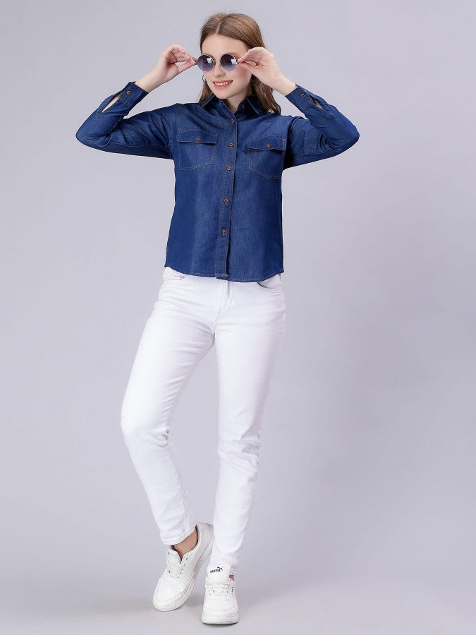 Denim Dark Blue Collar Shirt