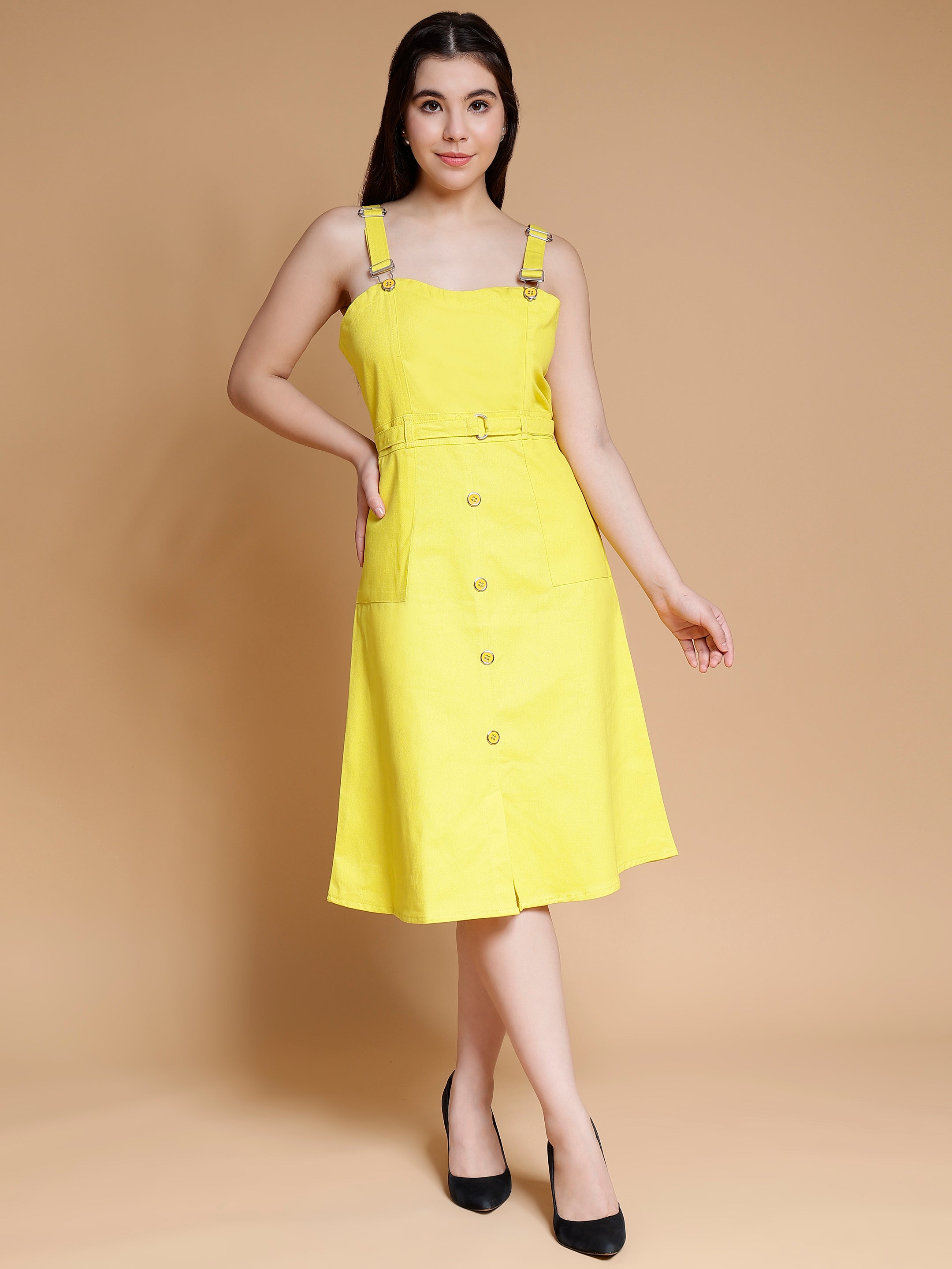 Glamoda A-Line Yellow Dress